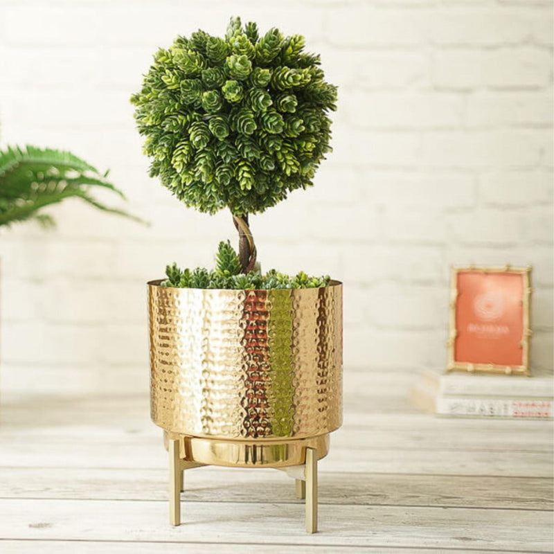 Hammered Metal Planter, Table Top - Inntinn.in