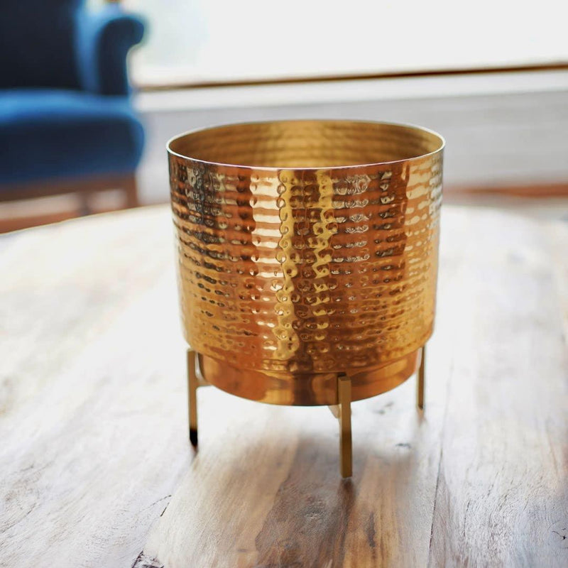 Hammered Metal Planter, Table Top - Inntinn.in