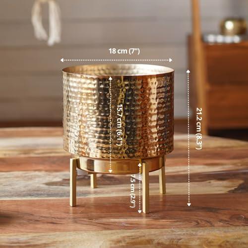 Hammered Metal Planter, Table Top - Inntinn.in