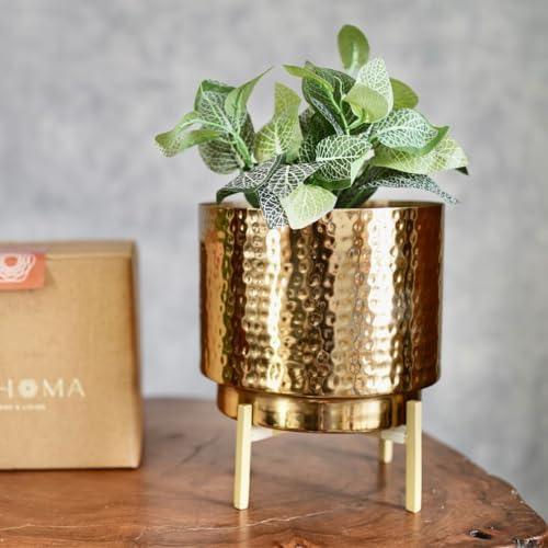 Hammered Metal Planter, Table Top - Inntinn.in