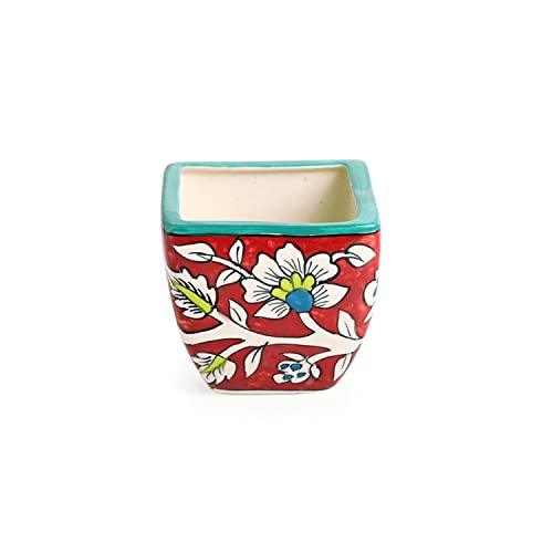 Floral Hand-Painted Ceramic Pot (Set of 2) - Inntinn.in