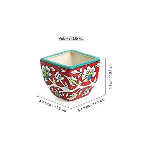 Floral Hand-Painted Ceramic Pot (Set of 2) - Inntinn.in