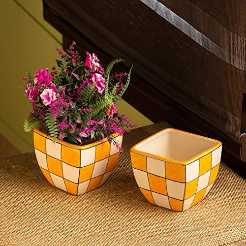 Floral Hand-Painted Ceramic Pot (Set of 2) - Inntinn.in