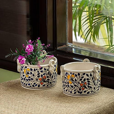 Hand painted Ceramic Pots (Set of 2) - Inntinn.in