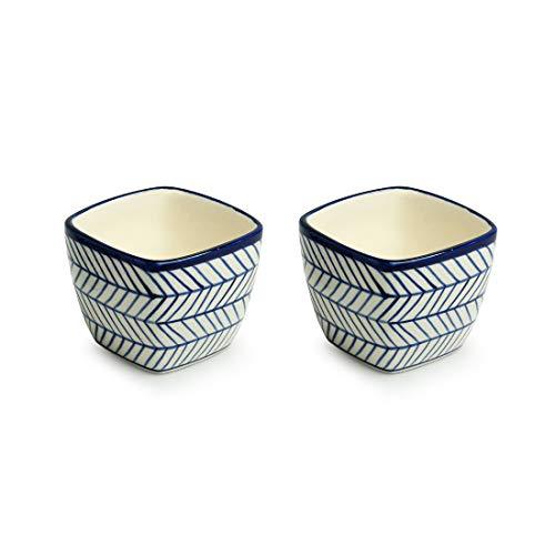Inntinn Indigo Duo Handpainted Table Ceramic Pots (Set of 2) - Inntinn.in