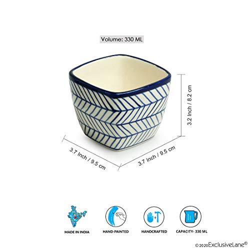Inntinn Indigo Duo Handpainted Table Ceramic Pots (Set of 2) - Inntinn.in
